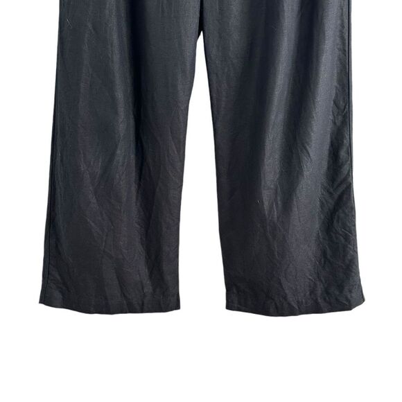 Gap Black Linen Cotton High Waist Pleated Wide Leg Pants | 14 - Picture 4 of 9